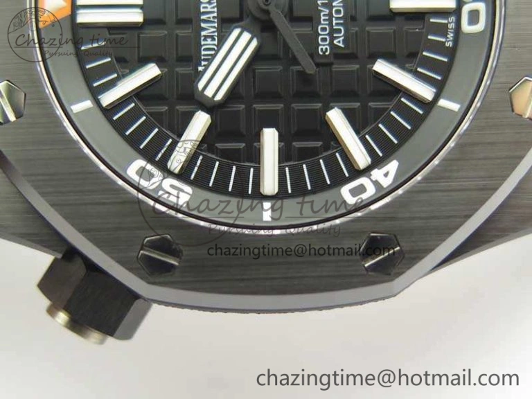 Vibrant Royal Oak Offshore Diver Real Black Ceramic XF 1:1 Best Edition On Rubber Strap A3120 V 4958