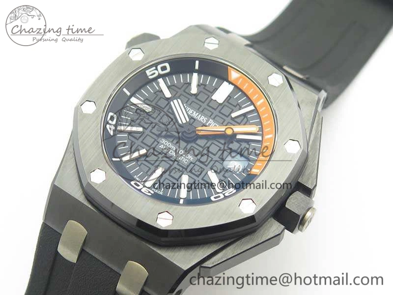 Vibrant Royal Oak Offshore Diver Real Black Ceramic XF 1:1 Best Edition On Rubber Strap A3120 V 4958