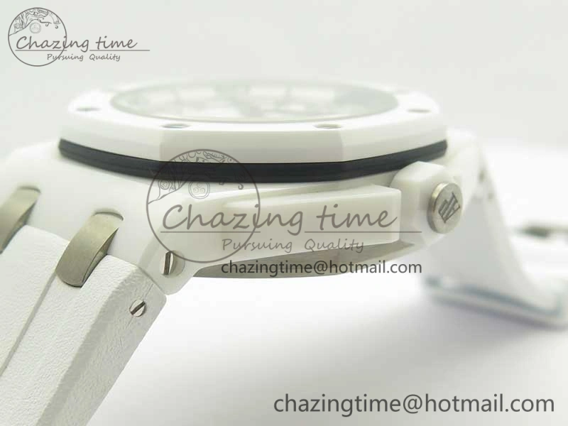 Modern Royal Oak Offshore Diver Solid White Ceramic JF 1:1 Best Edition On White Rubber Strap A3120 V 4941