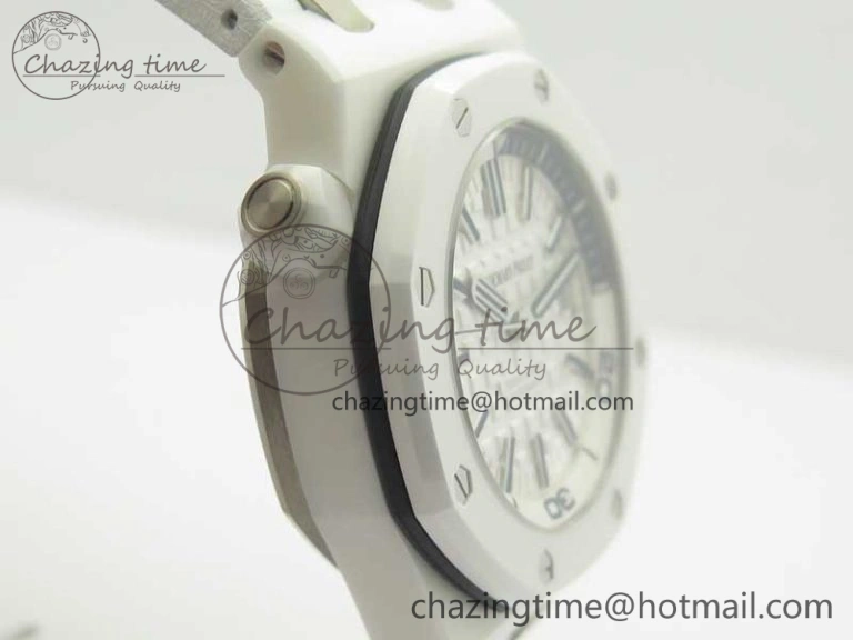 Modern Royal Oak Offshore Diver Solid White Ceramic JF 1:1 Best Edition On White Rubber Strap A3120 V 4941