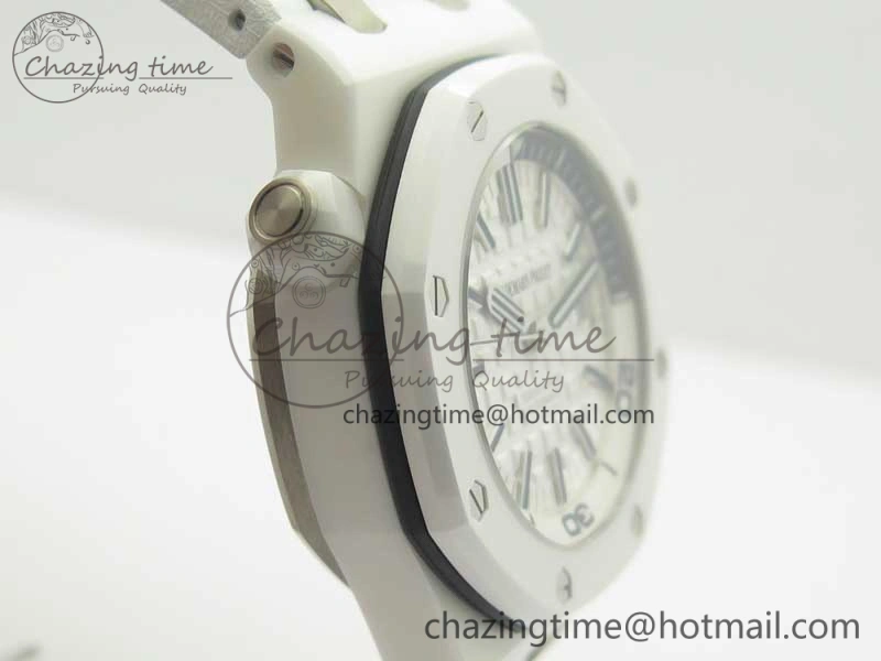 Modern Royal Oak Offshore Diver Solid White Ceramic JF 1:1 Best Edition On White Rubber Strap A3120 V 4941