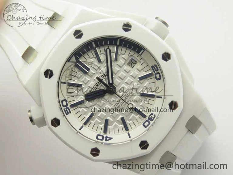 Modern Royal Oak Offshore Diver Solid White Ceramic JF 1:1 Best Edition On White Rubber Strap A3120 V 4941