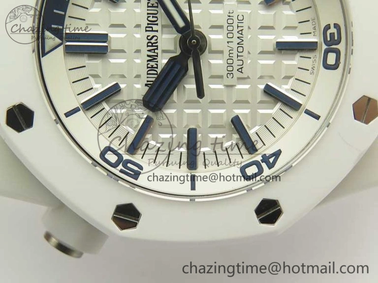 Modern Royal Oak Offshore Diver Solid White Ceramic JF 1:1 Best Edition On White Rubber Strap A3120 V 4941