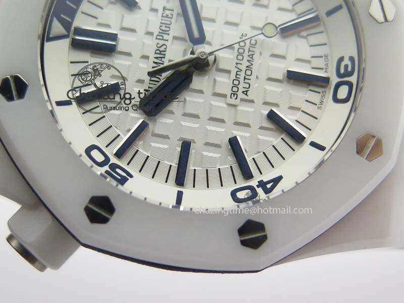 UrbanChic Royal Oak Offshore Diver White Ceramic BP-Maker On White Rubber Strap A 5042