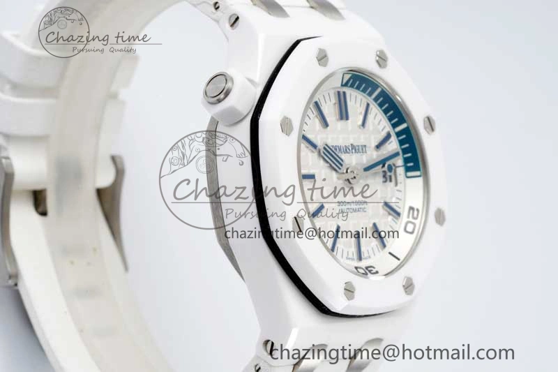 ZeroBulk Royal Oak Offshore Diver White Ceramic IPF Best Edition on Rubber Strap A 4732