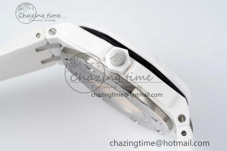 ZeroBulk Royal Oak Offshore Diver White Ceramic IPF Best Edition on Rubber Strap A 4732