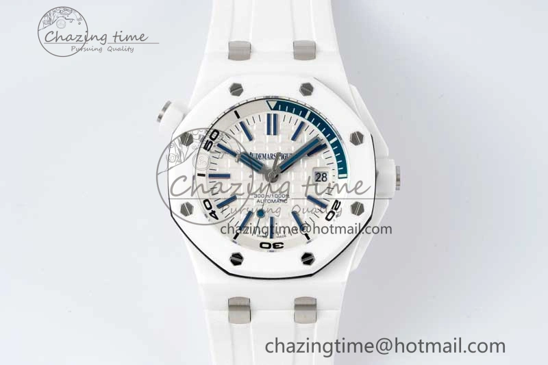 ZeroBulk Royal Oak Offshore Diver White Ceramic IPF Best Edition on Rubber Strap A 4732