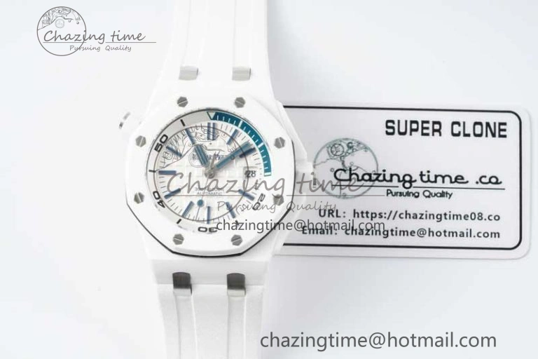 ZeroBulk Royal Oak Offshore Diver White Ceramic IPF Best Edition on Rubber Strap A 4732