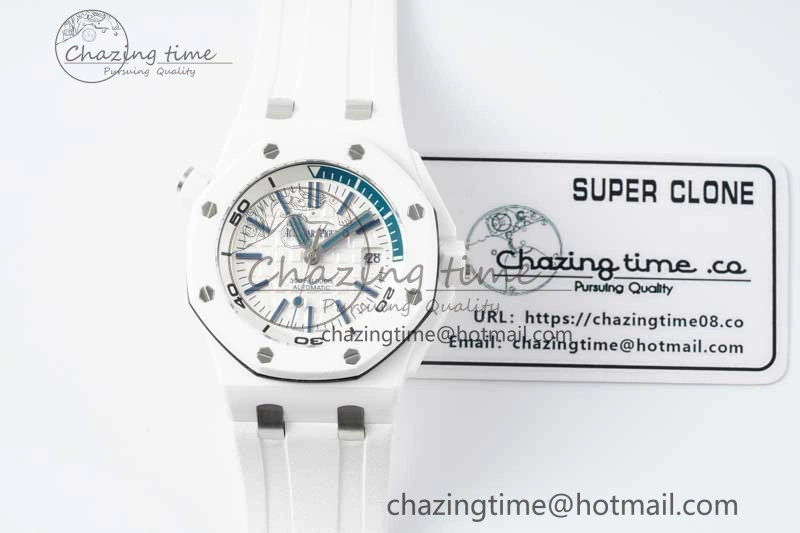ZeroBulk Royal Oak Offshore Diver White Ceramic IPF Best Edition on Rubber Strap A 4732