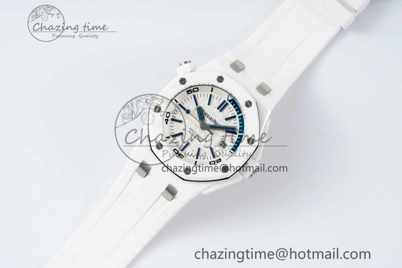 ZeroBulk Royal Oak Offshore Diver White Ceramic IPF Best Edition on Rubber Strap A 4732