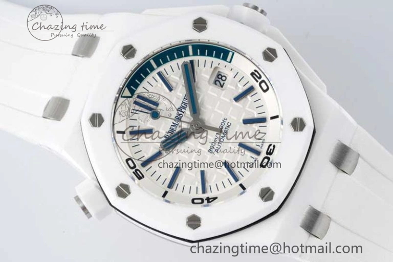 ZeroBulk Royal Oak Offshore Diver White Ceramic IPF Best Edition on Rubber Strap A 4732