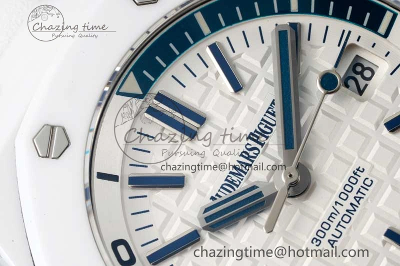 ZeroBulk Royal Oak Offshore Diver White Ceramic IPF Best Edition on Rubber Strap A 4732