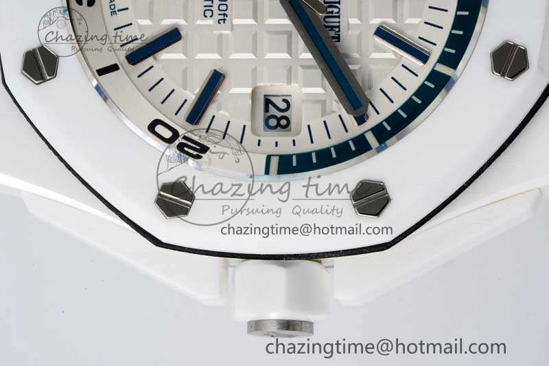 ZeroBulk Royal Oak Offshore Diver White Ceramic IPF Best Edition on Rubber Strap A 4732