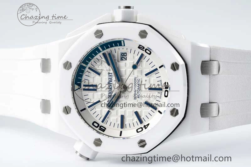 ZeroBulk Royal Oak Offshore Diver White Ceramic IPF Best Edition on Rubber Strap A 4732