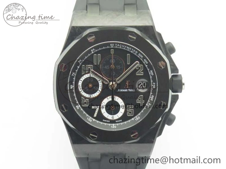 Royal Oak Offshore “GINZA 7” Forged Carbon JF Best Edition on Rubber Strap A3126 V2 w  Cyclops Bold 4929
