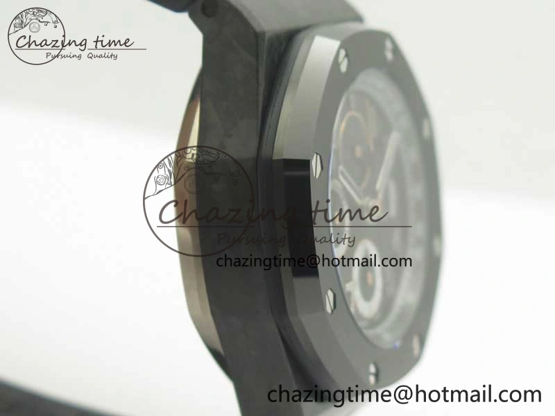 Royal Oak Offshore “GINZA 7” Forged Carbon JF Best Edition on Rubber Strap A3126 V2 w  Cyclops Bold 4929
