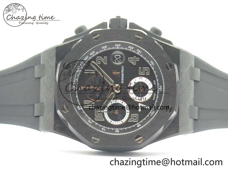Royal Oak Offshore “GINZA 7” Forged Carbon JF Best Edition on Rubber Strap A3126 V2 w  Cyclops Bold 4929