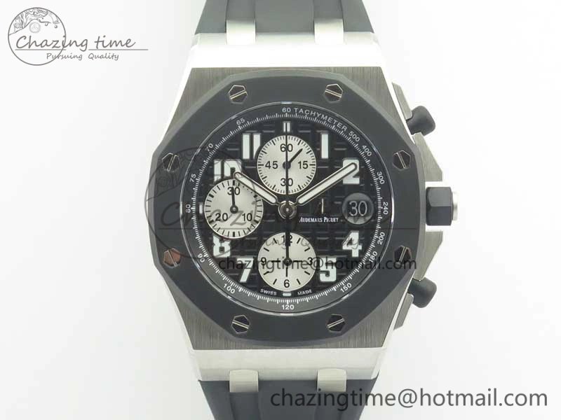 Fashionable Royal Oak Offshore JF Best Edition SS Rubberclad Black Dial A3126 V2 w  Cyclops 4898