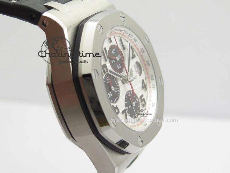 HighQuality Royal Oak Offshore JF Ultimate Edition Silver Themes On Black Leather Strap A7750 V 5071