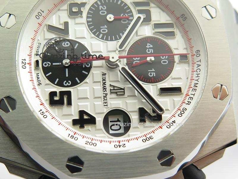 HighQuality Royal Oak Offshore JF Ultimate Edition Silver Themes On Black Leather Strap A7750 V 5071