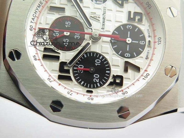 HighQuality Royal Oak Offshore JF Ultimate Edition Silver Themes On Black Leather Strap A7750 V 5071
