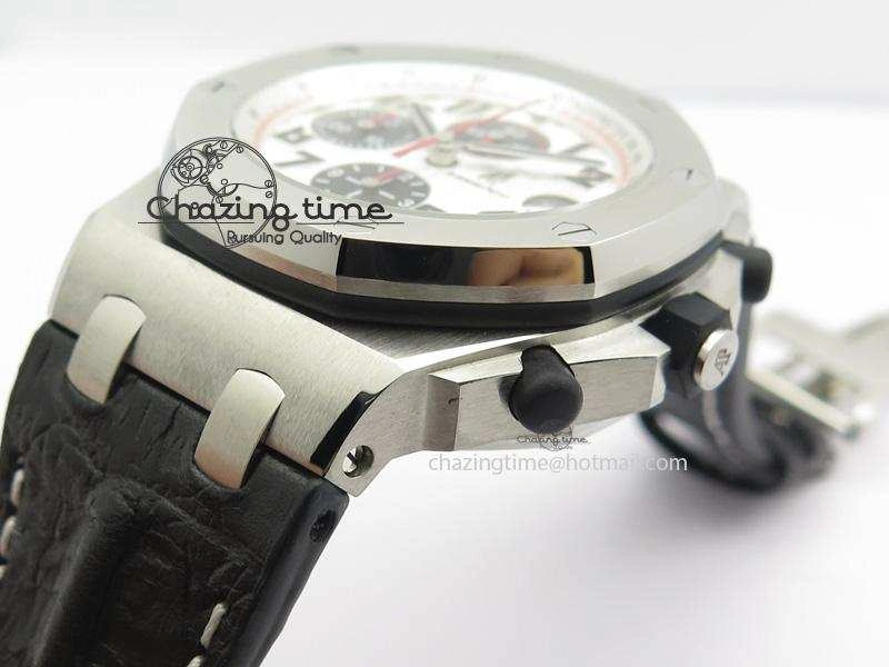 HighQuality Royal Oak Offshore JF Ultimate Edition Silver Themes On Black Leather Strap A7750 V 5071