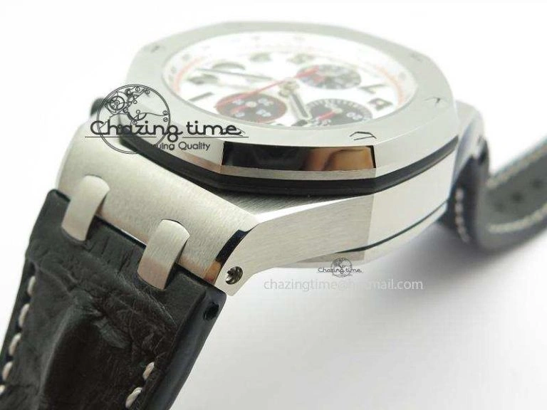 HighQuality Royal Oak Offshore JF Ultimate Edition Silver Themes On Black Leather Strap A7750 V 5071