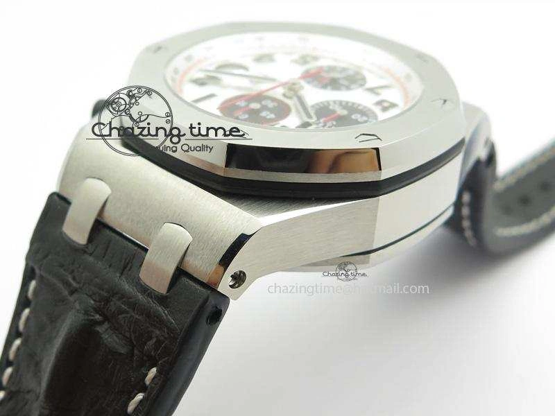 HighQuality Royal Oak Offshore JF Ultimate Edition Silver Themes On Black Leather Strap A7750 V 5071