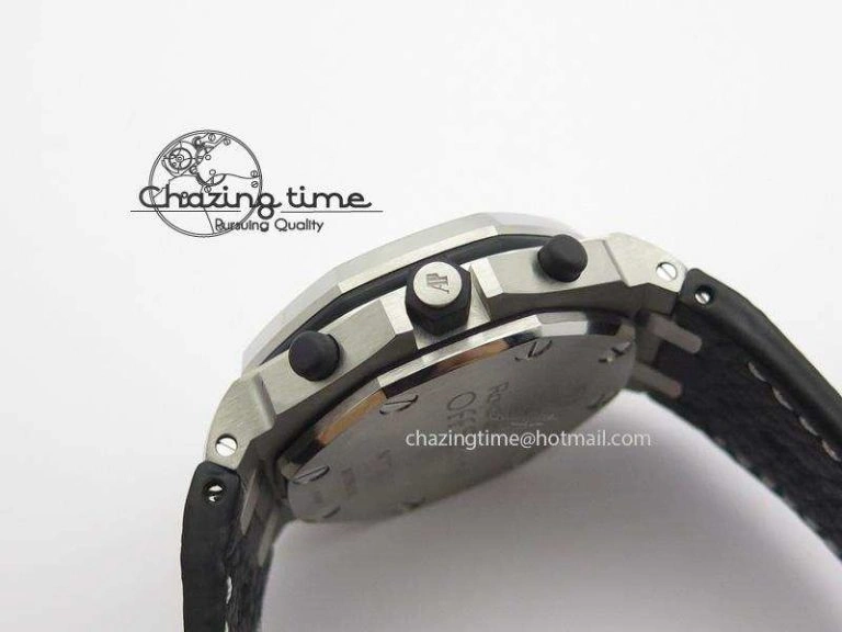 HighQuality Royal Oak Offshore JF Ultimate Edition Silver Themes On Black Leather Strap A7750 V 5071