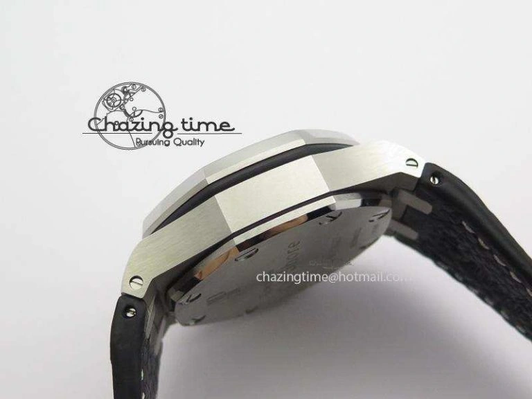 HighQuality Royal Oak Offshore JF Ultimate Edition Silver Themes On Black Leather Strap A7750 V 5071