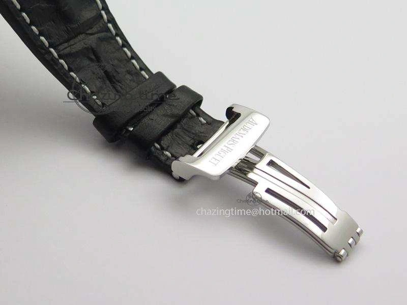 HighQuality Royal Oak Offshore JF Ultimate Edition Silver Themes On Black Leather Strap A7750 V 5071