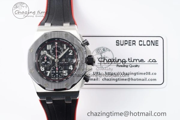 Royal Oak Offshore JJF 1:1 Best Edition “Dark Knight” on Black Red Rubber Strap A Versatile 4631