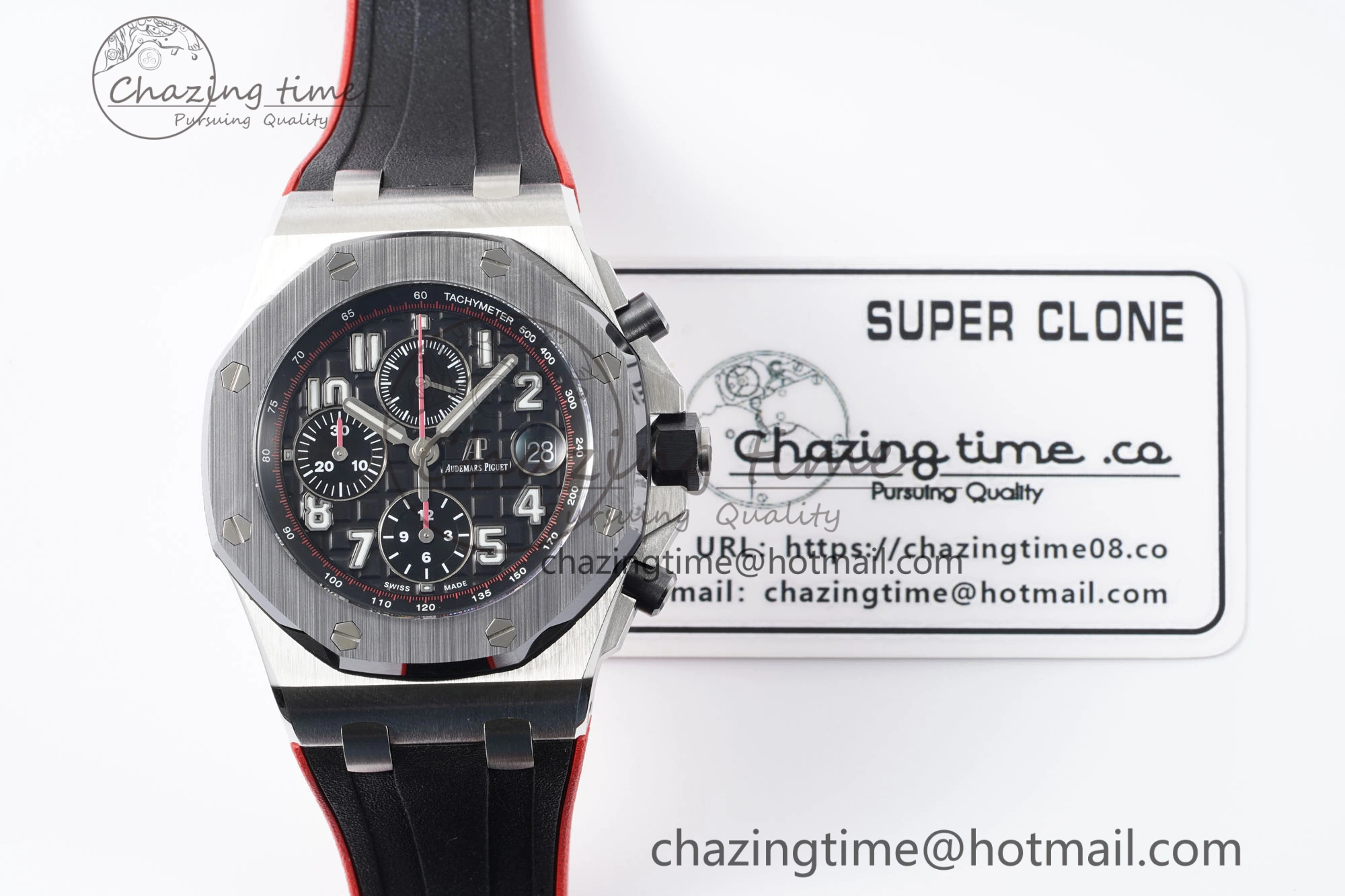 Royal Oak Offshore JJF 1:1 Best Edition “Dark Knight” on Black Red Rubber Strap A Versatile 4631