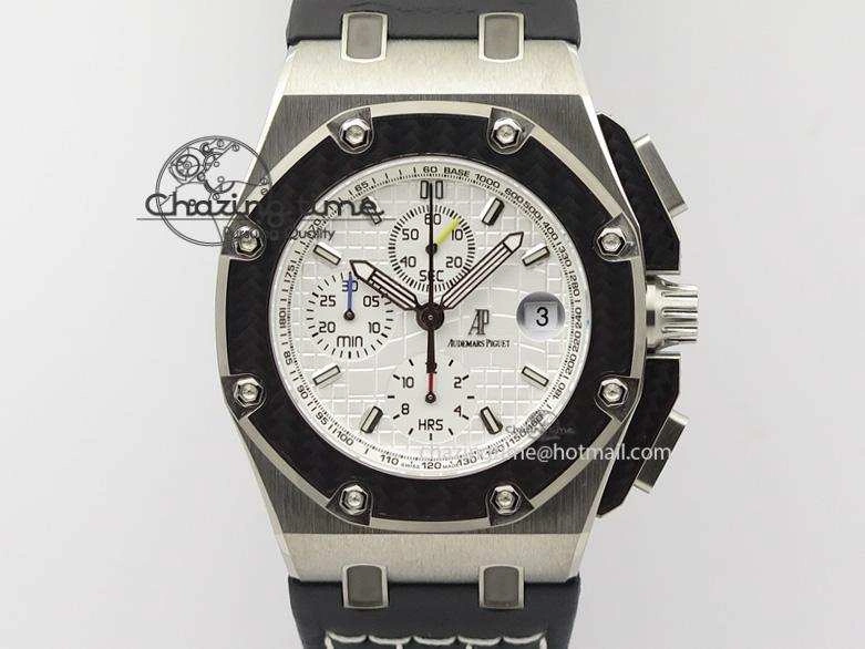 Breathable Royal Oak Offshore Juan Pablo Montoya JF Best Edition White Dial On Black Leather Strap A 5092