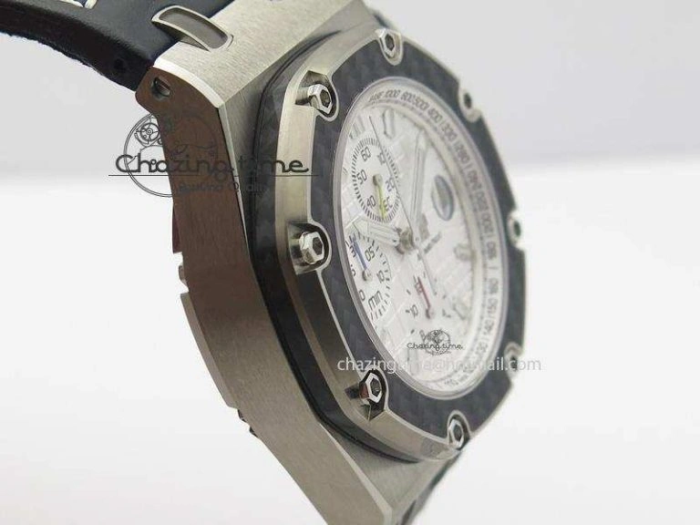 Breathable Royal Oak Offshore Juan Pablo Montoya JF Best Edition White Dial On Black Leather Strap A 5092