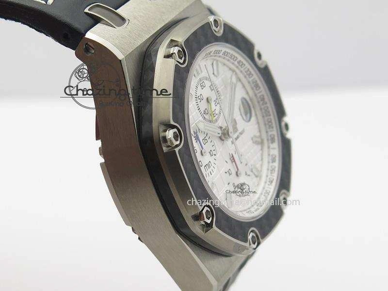 Breathable Royal Oak Offshore Juan Pablo Montoya JF Best Edition White Dial On Black Leather Strap A 5092
