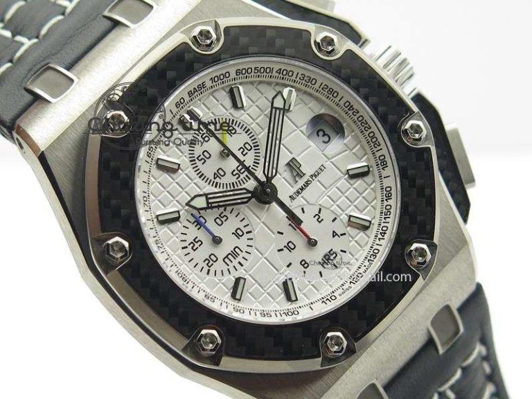 Breathable Royal Oak Offshore Juan Pablo Montoya JF Best Edition White Dial On Black Leather Strap A 5092