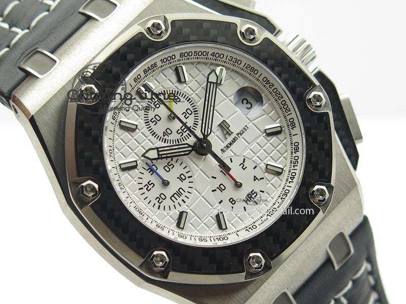 Breathable Royal Oak Offshore Juan Pablo Montoya JF Best Edition White Dial On Black Leather Strap A 5092