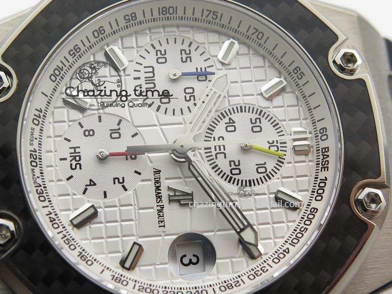 Breathable Royal Oak Offshore Juan Pablo Montoya JF Best Edition White Dial On Black Leather Strap A 5092