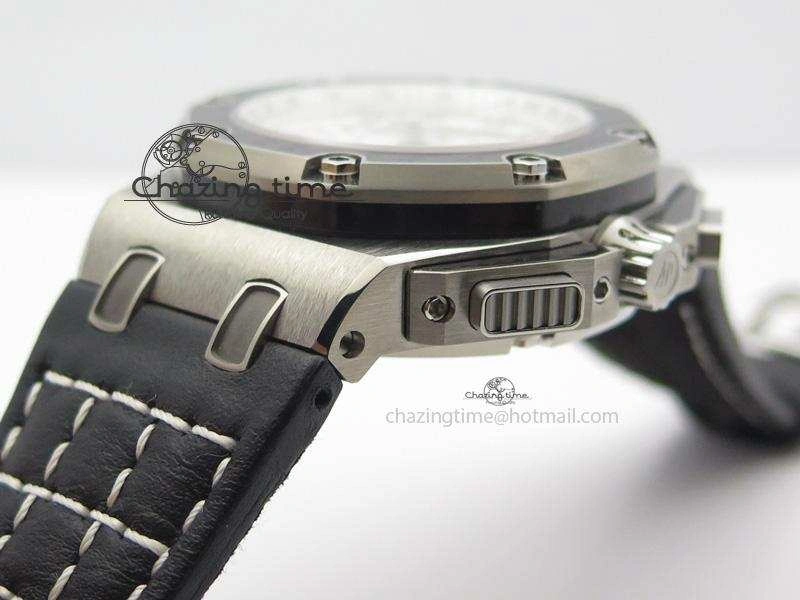 Breathable Royal Oak Offshore Juan Pablo Montoya JF Best Edition White Dial On Black Leather Strap A 5092