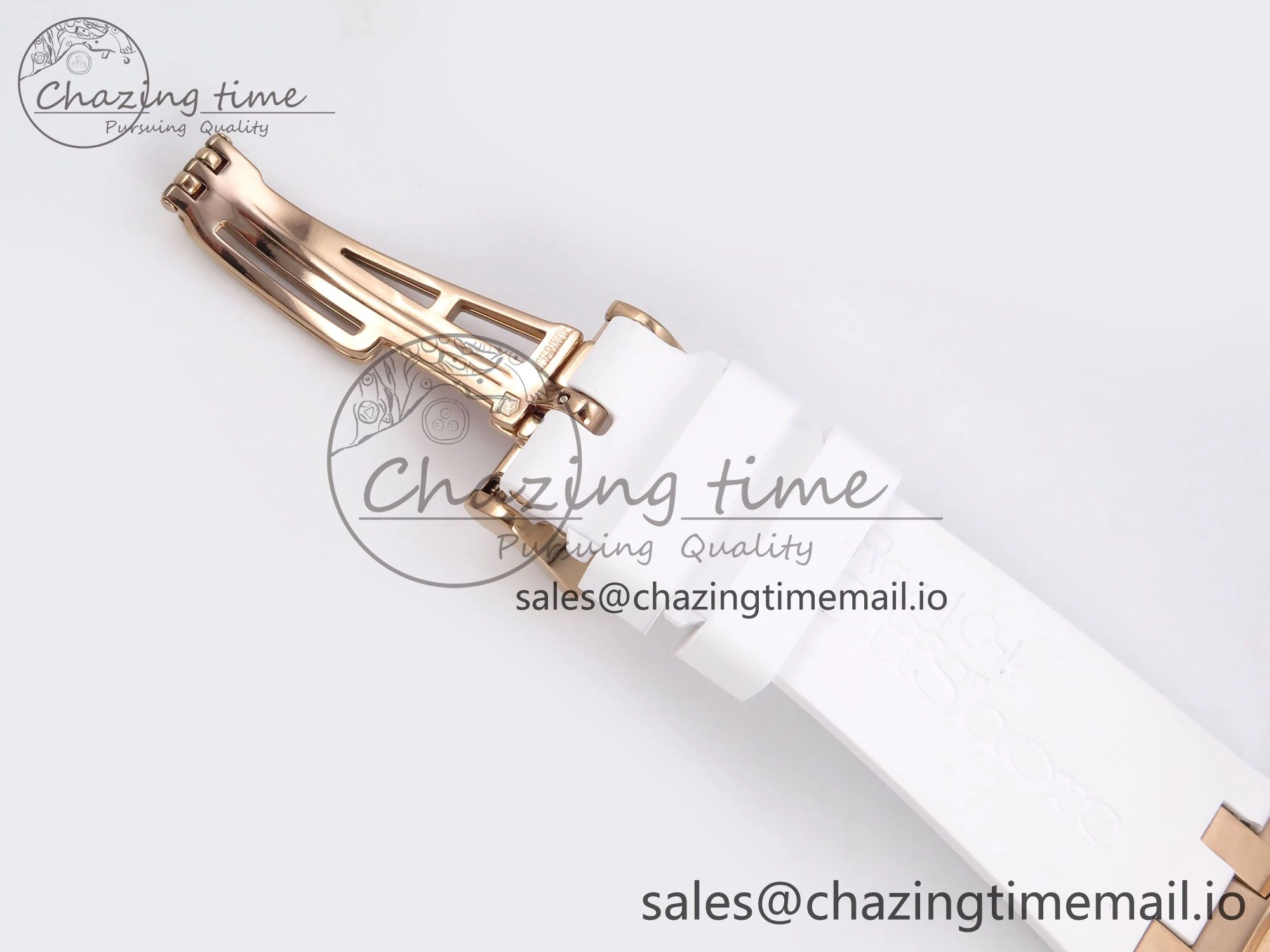 Royal Oak Offshore Ladies 33mm RG DRF Best Edition White Dial Diamonds Bezel on White Rubber Strap ETA Quartz Durable 4399