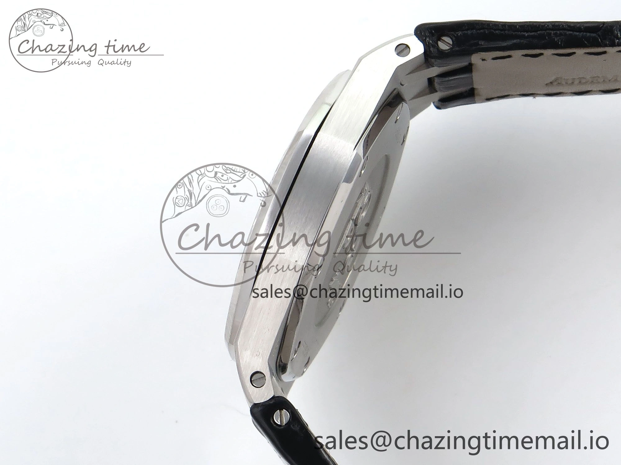 Royal Oak Offshore Ladies 33mm SS DRF Best Edition Black Dial Diamonds Bezel on Black Leather Strap ETA Quartz Affordable 4395