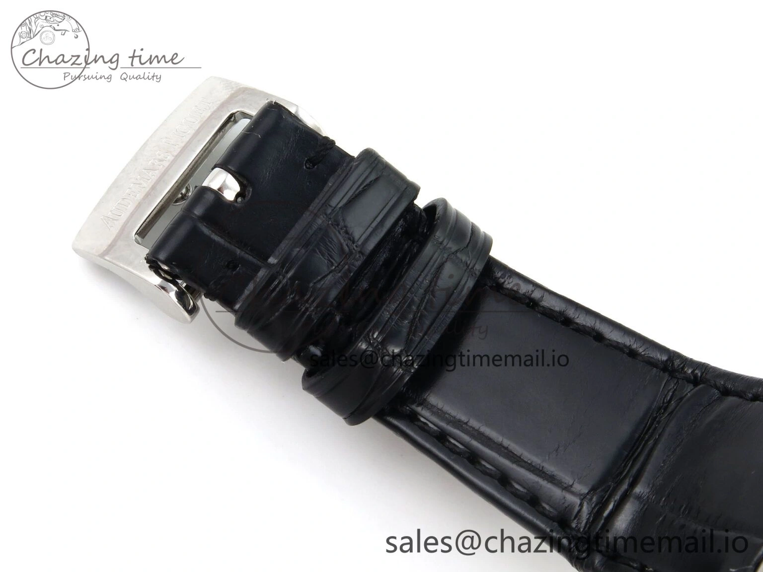 Royal Oak Offshore Ladies 33mm SS DRF Best Edition Black Dial Diamonds Bezel on Black Leather Strap ETA Quartz Affordable 4395