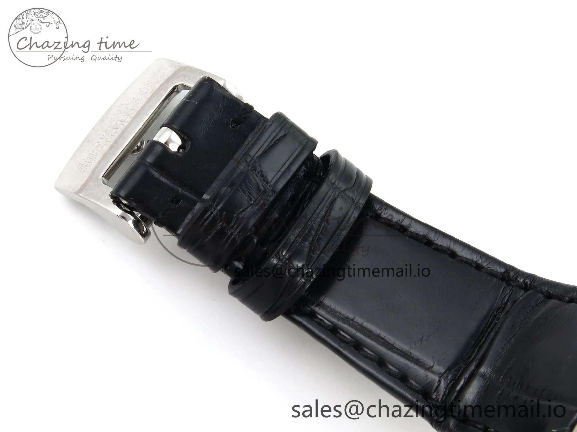 Royal Oak Offshore Ladies 33mm SS DRF Best Edition Black Dial Diamonds Bezel on Black Leather Strap ETA Quartz Affordable 4395