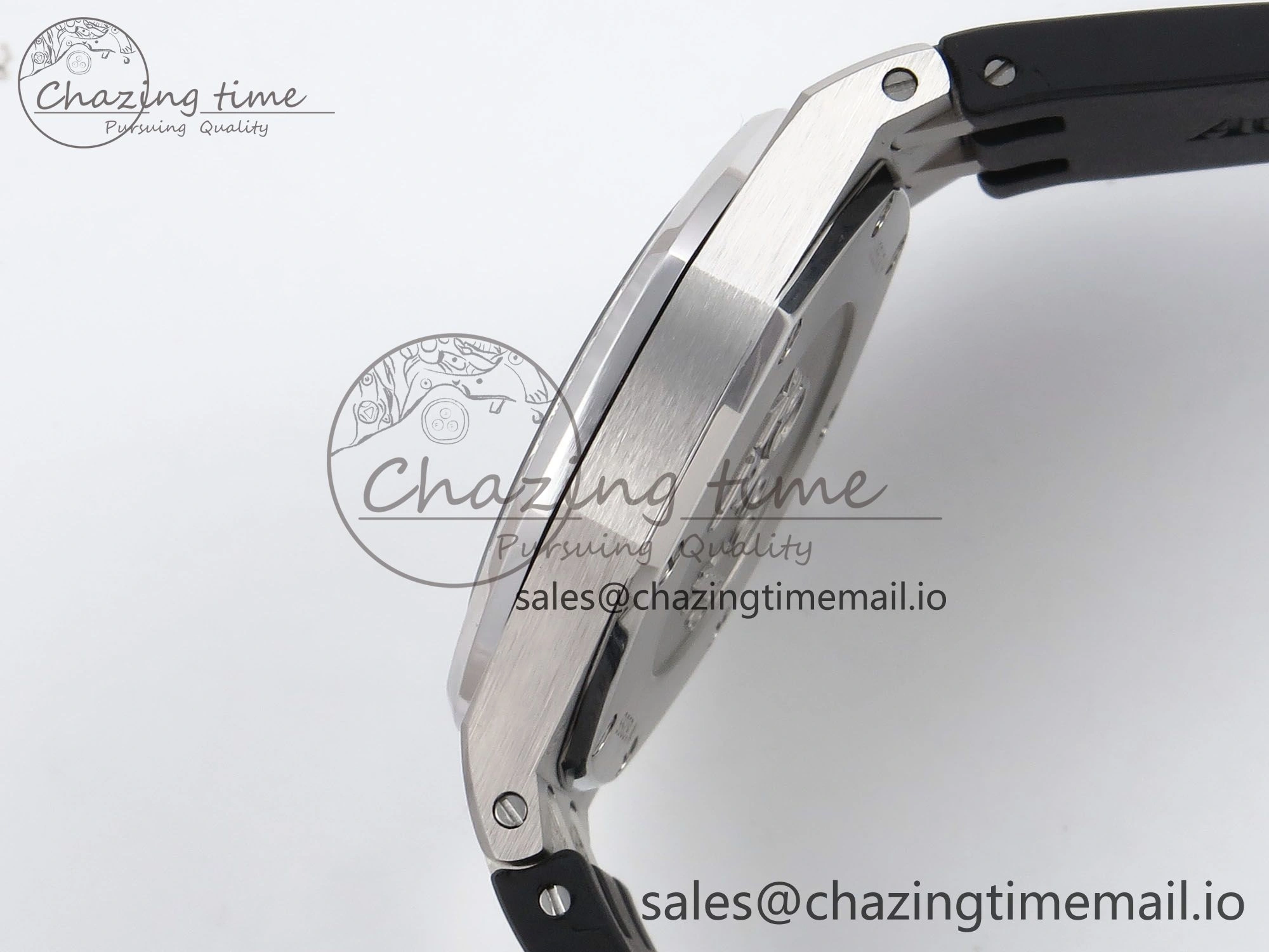 UrbanChic Royal Oak Offshore Ladies 33mm SS DRF Best Edition Black Dial Diamonds Bezel on Black Rubber Strap ETA Quartz 4400