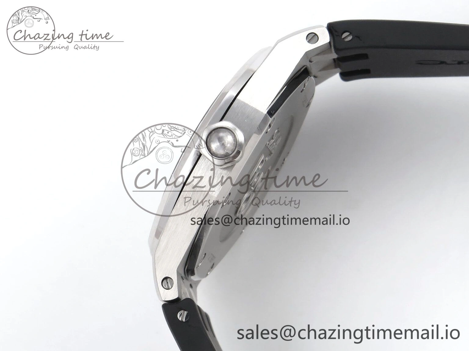 UrbanChic Royal Oak Offshore Ladies 33mm SS DRF Best Edition Black Dial Diamonds Bezel on Black Rubber Strap ETA Quartz 4400