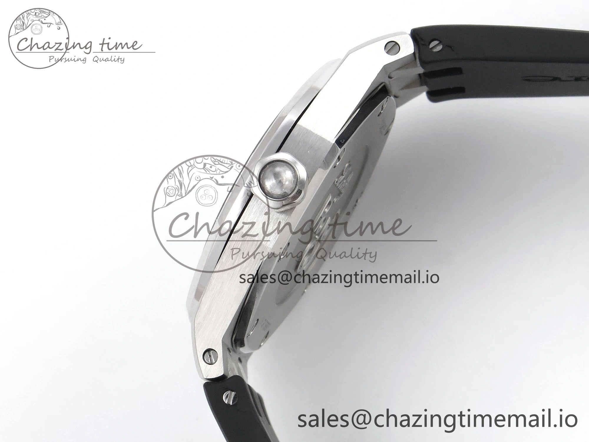 UrbanChic Royal Oak Offshore Ladies 33mm SS DRF Best Edition Black Dial Diamonds Bezel on Black Rubber Strap ETA Quartz 4400