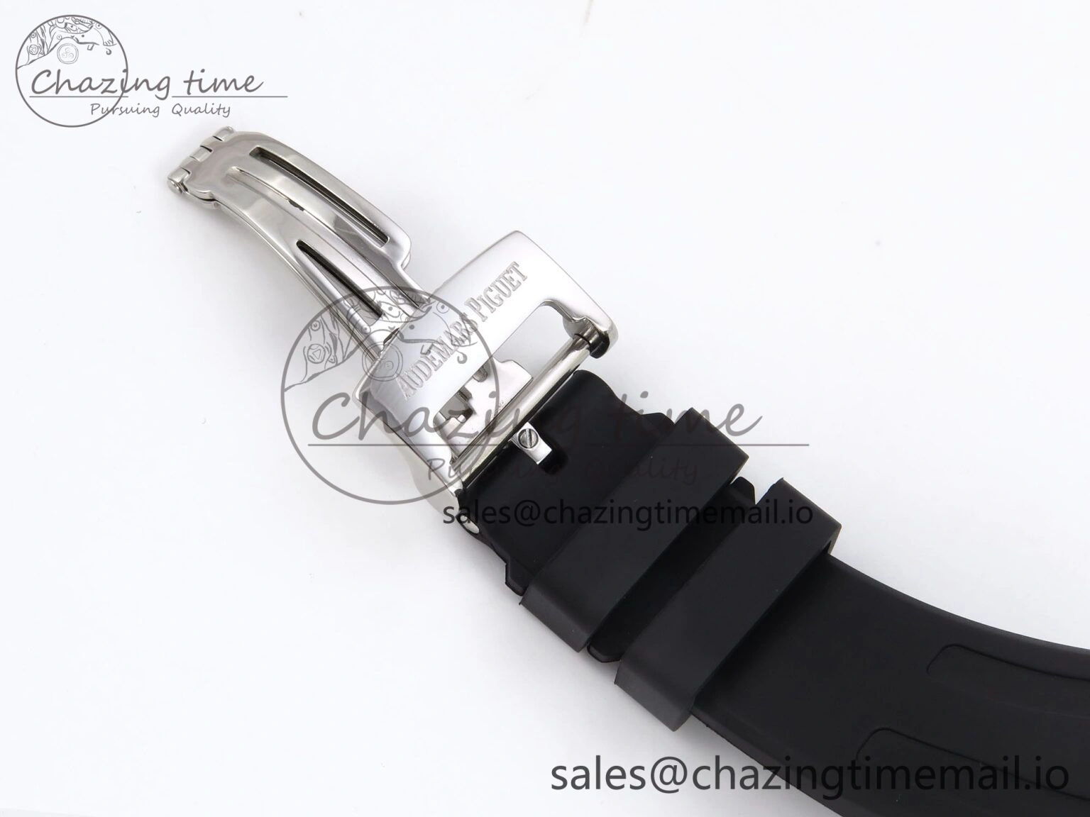 UrbanChic Royal Oak Offshore Ladies 33mm SS DRF Best Edition Black Dial Diamonds Bezel on Black Rubber Strap ETA Quartz 4400
