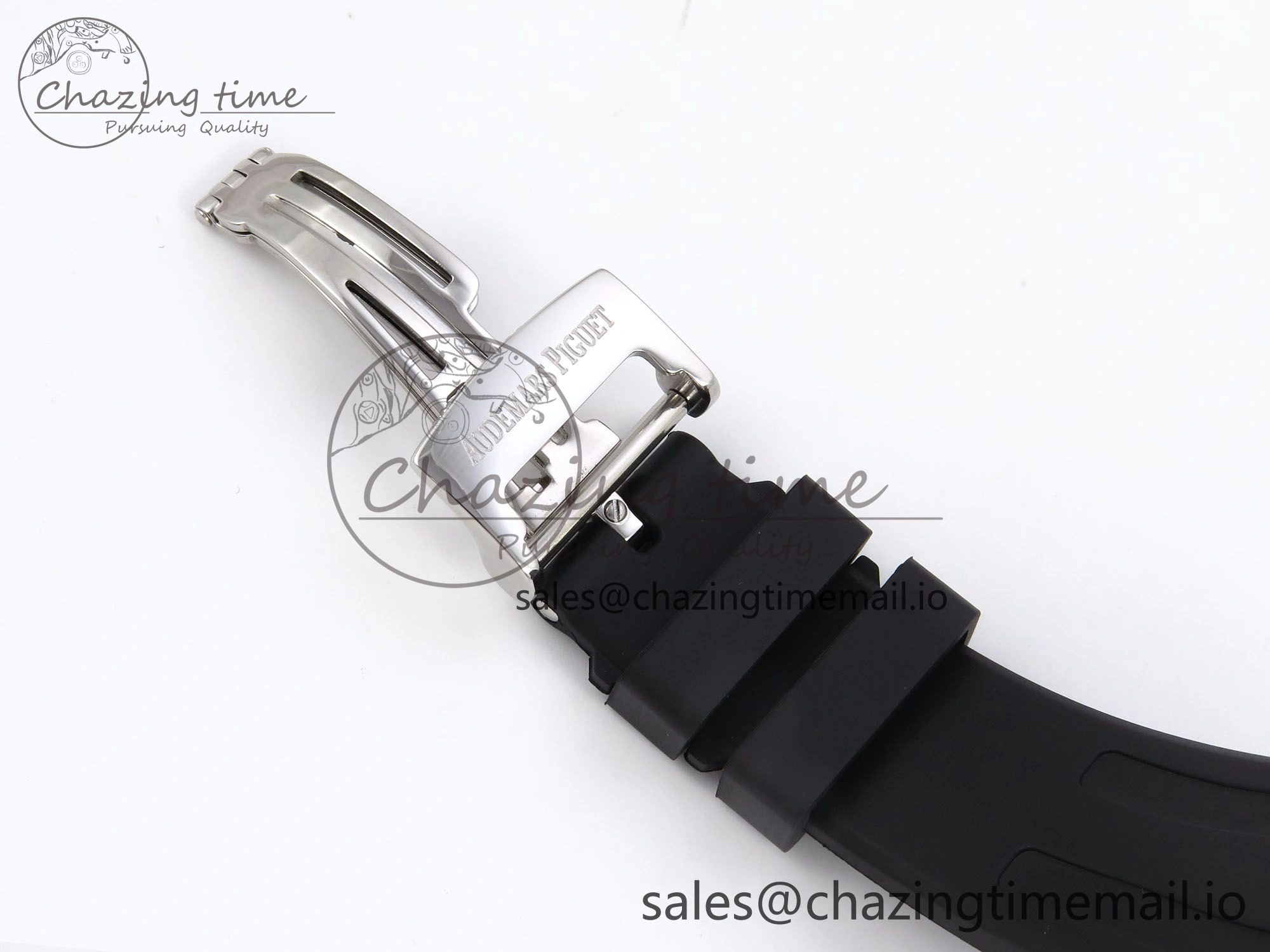 UrbanChic Royal Oak Offshore Ladies 33mm SS DRF Best Edition Black Dial Diamonds Bezel on Black Rubber Strap ETA Quartz 4400