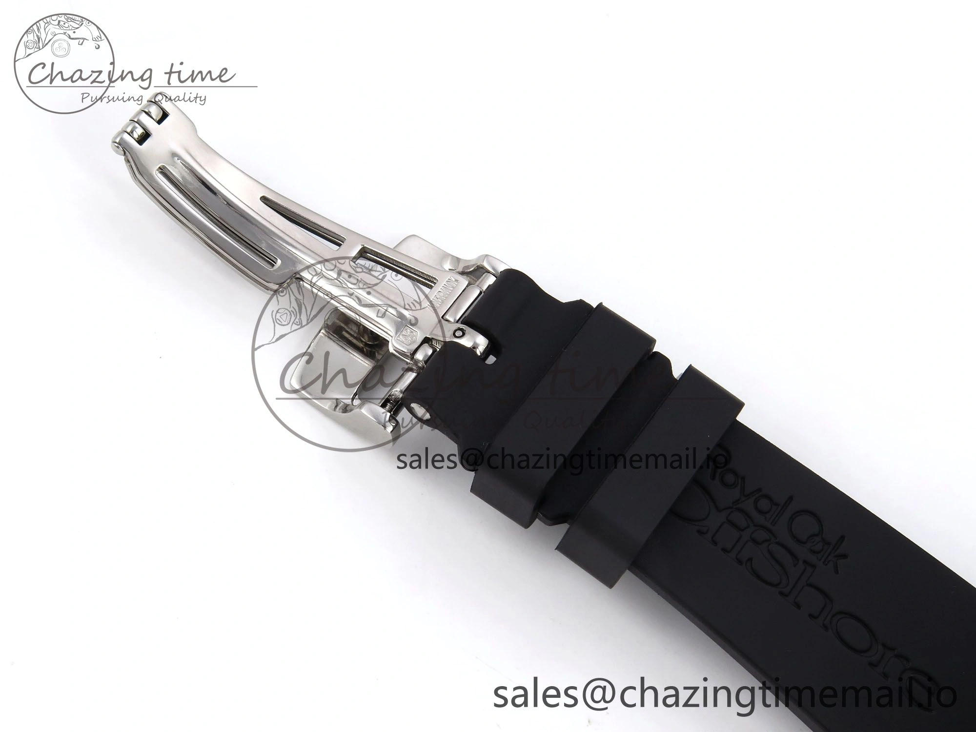 UrbanChic Royal Oak Offshore Ladies 33mm SS DRF Best Edition Black Dial Diamonds Bezel on Black Rubber Strap ETA Quartz 4400